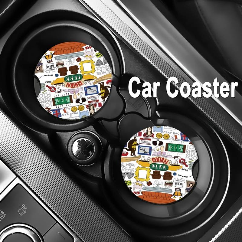 Keep Your Car Cup Holders Clean & Dry with These 2PCS Friends Quotes  Ceramic Car Coasters!